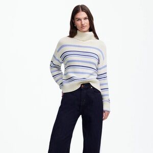 Madewell Ribbed‎ Cotton Turtleneck Sweater in Dawn Stripe Size XS fisherman fall